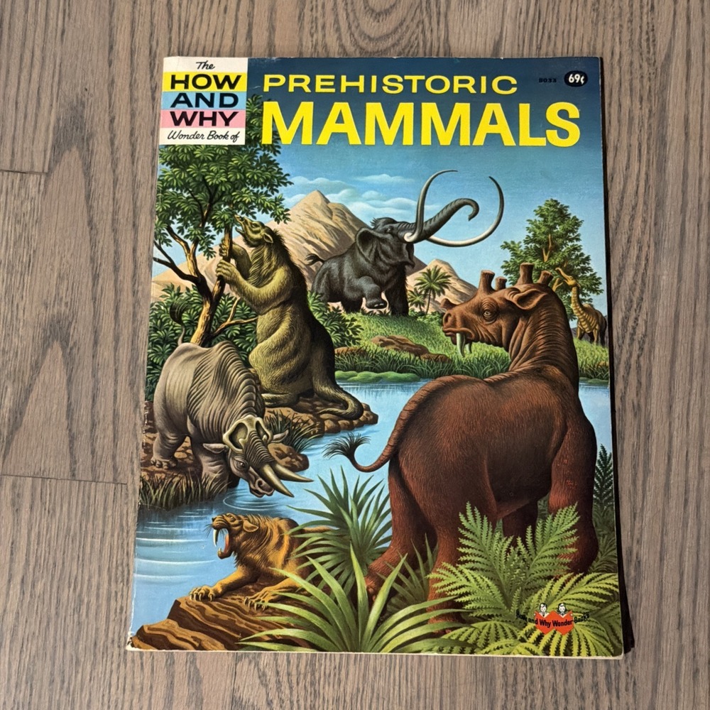 Vintage Paperback Book The How & Why Wonder Book of Prehistoric Mammals (1971)
